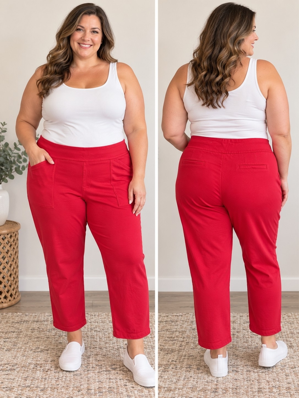 Cato Red High Rise Pants Plus Size 22/24W Petite Deep Pockets
